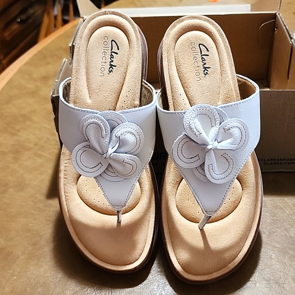 clarks white sandals